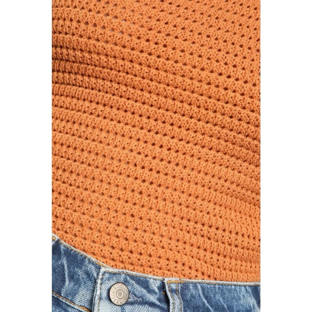 NWT! Lulus Festival Season Yellow Knit One-Shoulder Tie-Strap Sweater Tank - M